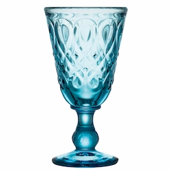 Bicchiere design romantico color azzurro - Modalyssa Store Bicchiere in vetro azzurro dal design romantico con lavorazione elegante